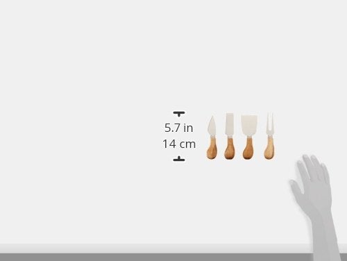 Twine سكاكين الجبن الفاخرة من توين - مجموعة سكاكين من الفولاذ المقاوم للصدأ - أدوات الشاركتوري وملحقات لوح الجبن - فولاذ مقاوم للصدأ وخشب، مجموعة من 4 - Image 3