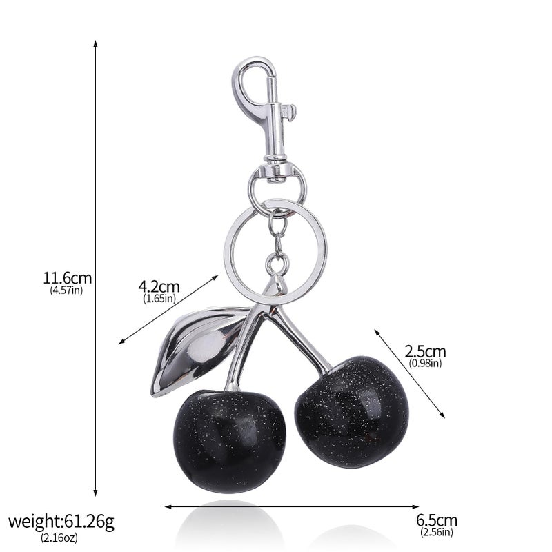 nylry Cherry Keychain Bag Charm Purse Charms for Handbags Cute Keychain Accessories Gifts for Women Aesthetic Y2K Kawaii Keychain Accessories-black - Image 2