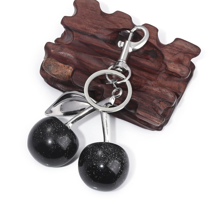nylry Cherry Keychain Bag Charm Purse Charms for Handbags Cute Keychain Accessories Gifts for Women Aesthetic Y2K Kawaii Keychain Accessories-black - Image 3