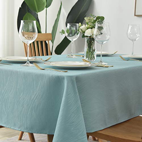 maxmill Jacquard Tablecloth Swirl Design Water Resistance Antiwrinkle Spillproof Heavy Weight Soft Table Cloth for Buffet Banquet Parties Event Holiday Dinner Rectangle 60 x 84 Inch Turquoise