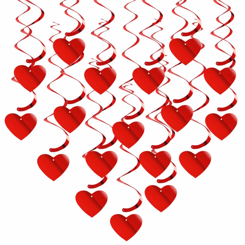 Hugtmr Valentines-Day Red Heart Swirls Party-Decorations - 18Pcs Romantic Special Night Galentines Hanging Streamers Garland  Girl Wedding Anniversary Baby Bridal Shower Birthday Decor Supplies Hugtmr - Image 1