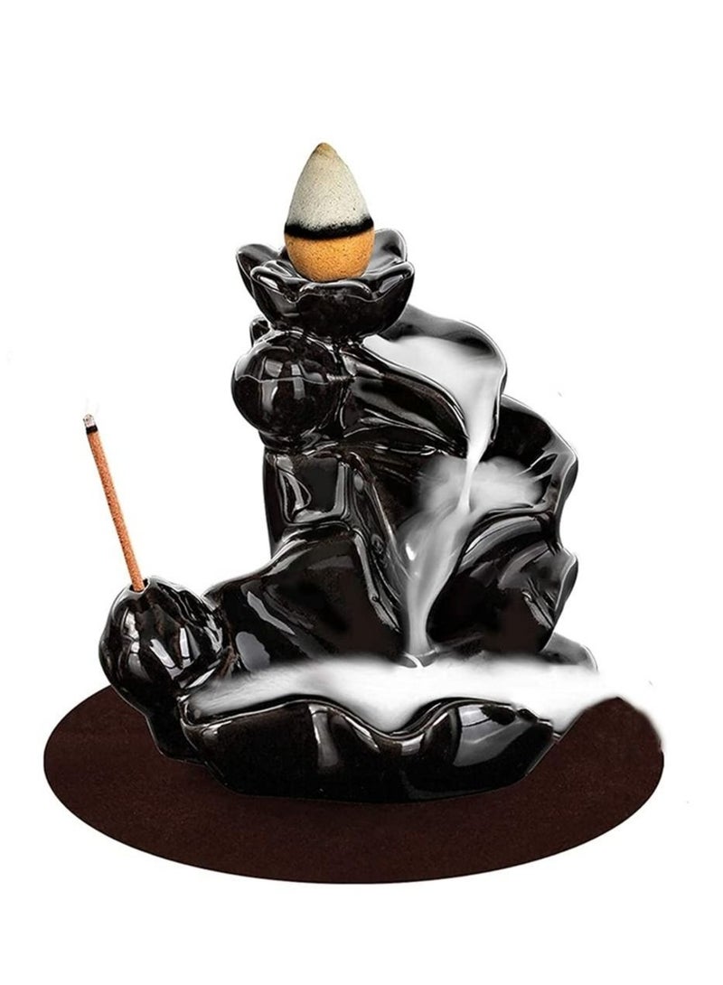 كابتن تيك Backflow Incense Burner Waterfall Incense Holder Backflow Cone Ceramic Burner Handcrafted Porcelain Incense Stick Stand - Image 1