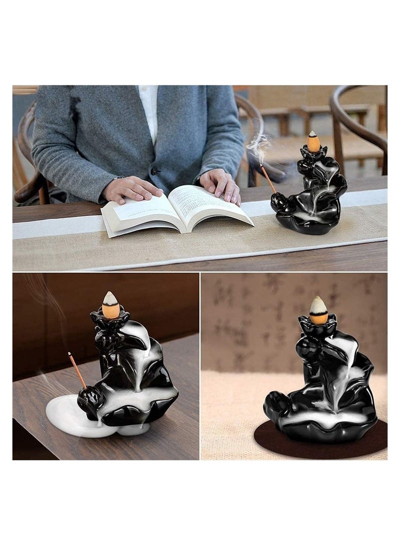 كابتن تيك Backflow Incense Burner Waterfall Incense Holder Backflow Cone Ceramic Burner Handcrafted Porcelain Incense Stick Stand - Image 2