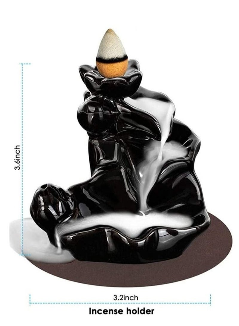 كابتن تيك Backflow Incense Burner Waterfall Incense Holder Backflow Cone Ceramic Burner Handcrafted Porcelain Incense Stick Stand - Image 4
