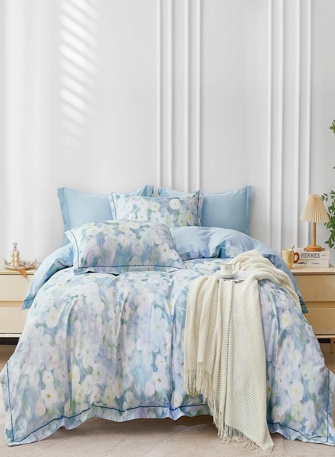 OAITE Duvet Cover Set King Size Floral Pattern 500 Thread Count Ultra Soft 100% Cotton Duvet Cover Sets 3-PC, Breathable Duvet Cover with Zipper Closure & Corner Ties - Image 1