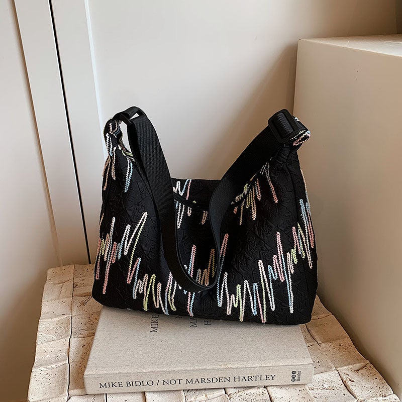 Niche Large Capacity Tote Bag Women'S Bag Ecg Shaped Underarm Shoulder Bag High-Grade Sense Tote Bag - Image 3
