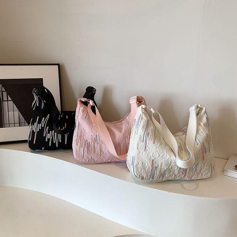 Niche Large Capacity Tote Bag Women'S Bag Ecg Shaped Underarm Shoulder Bag High-Grade Sense Tote Bag - Image 4