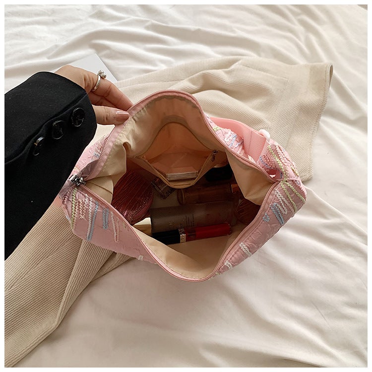 Niche Large Capacity Tote Bag Women'S Bag Ecg Shaped Underarm Shoulder Bag High-Grade Sense Tote Bag - Image 5
