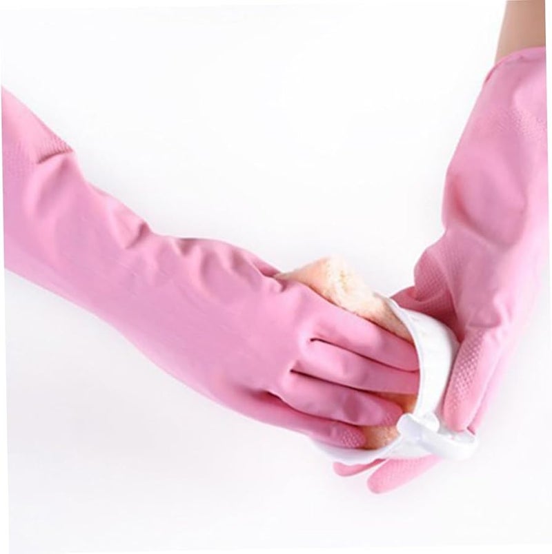 Reusable Household Dishwashing Gloves Waterproof Skid Proof Comfortable Grid Design Random Color - Image 3