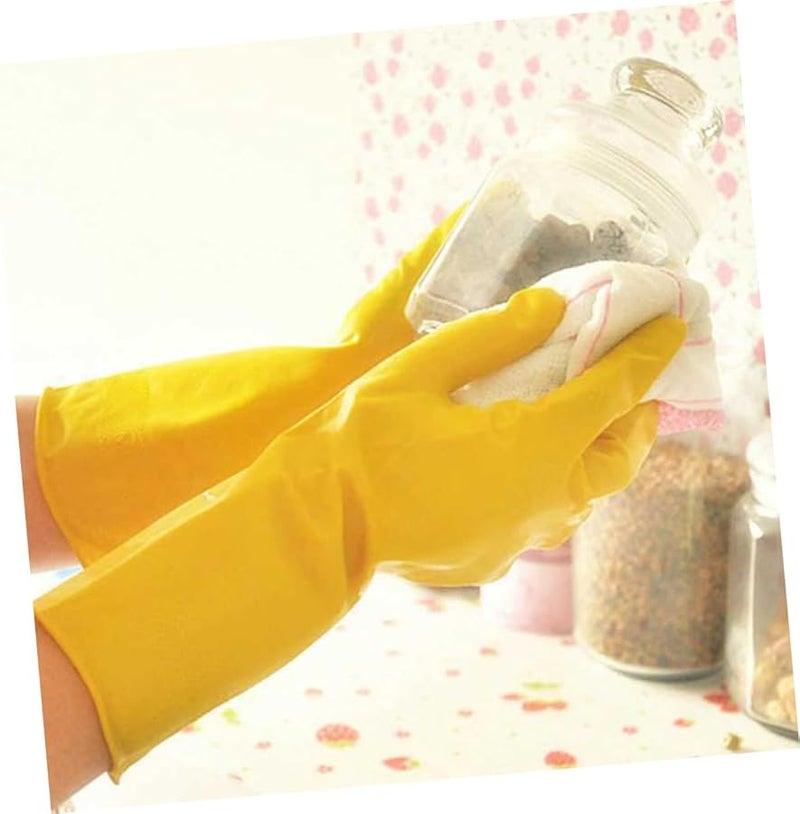 Reusable Household Dishwashing Gloves Waterproof Skid Proof Comfortable Grid Design Random Color - Image 4