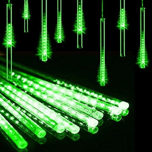 MIRADH Rain Drop LED Meteor Shower 192 LEDs 8 Tubes (11.8") | Icicle Falling Effect for Diwali, Christmas, New Year, Home & Outdoor Decoration, Balcony, Tree, Party Decor (Green) - Image 4