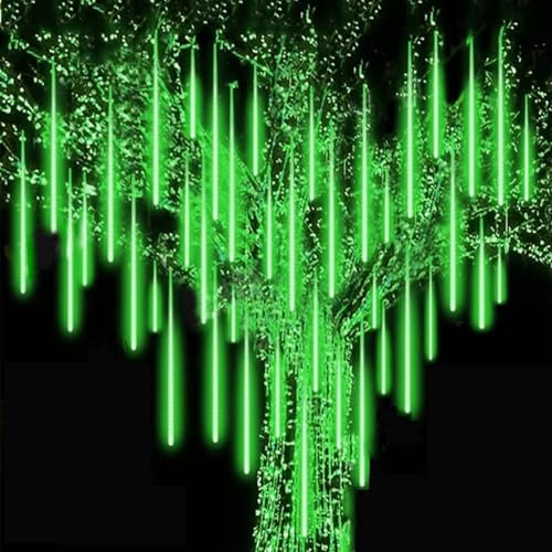 MIRADH Rain Drop LED Meteor Shower 192 LEDs 8 Tubes (11.8") | Icicle Falling Effect for Diwali, Christmas, New Year, Home & Outdoor Decoration, Balcony, Tree, Party Decor (Green) - Image 5