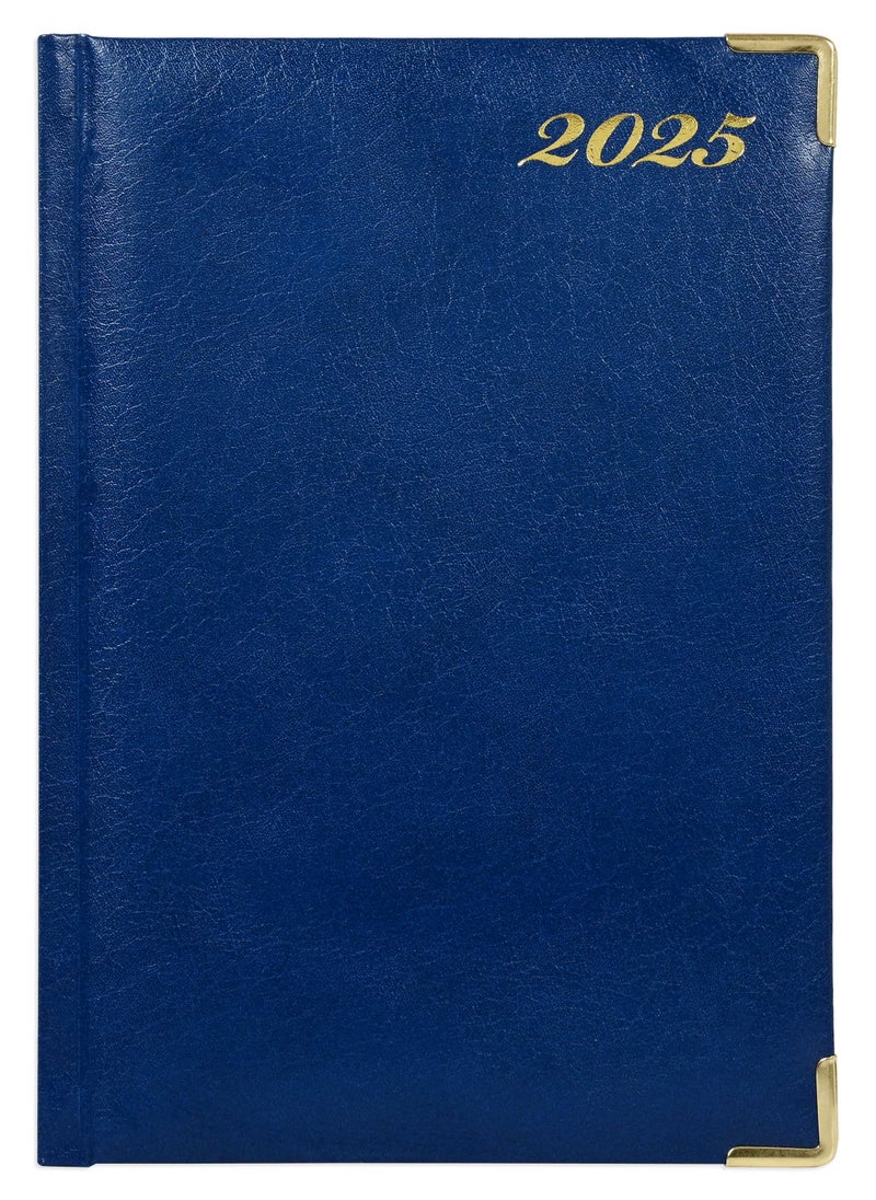 FIS Fis 2025 A5 Diary,Gold Corners,English Vinyl 1Side Padded Blue -FSDI22E25BL  - Image 1