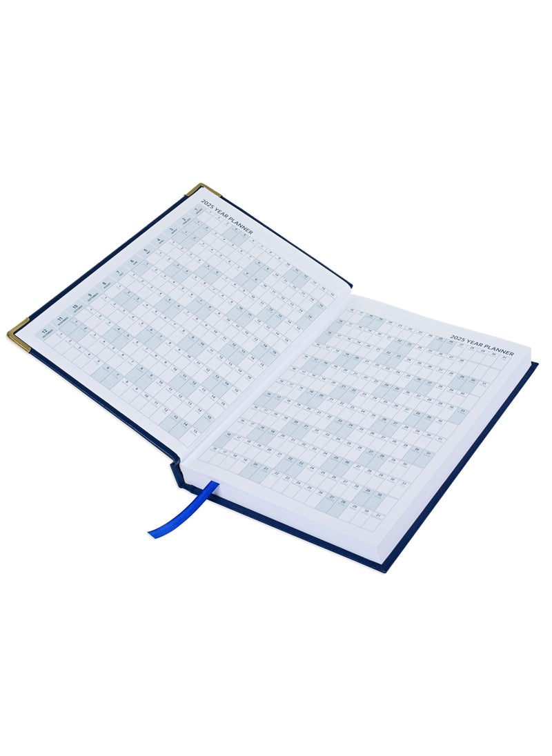 FIS Fis 2025 A5 Diary,Gold Corners,English Vinyl 1Side Padded Blue -FSDI22E25BL  - Image 3