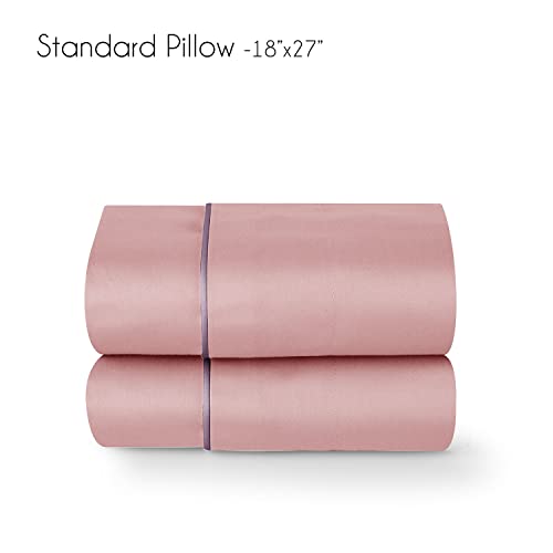 Spread Spain Italian Cotton Standard Pillow Cases Set of 2 Super Soft and Breathable Envelope Closure Pillowcases 18" x 27" Inches Standard Size with 500 Thread Count Salmon - Image 4