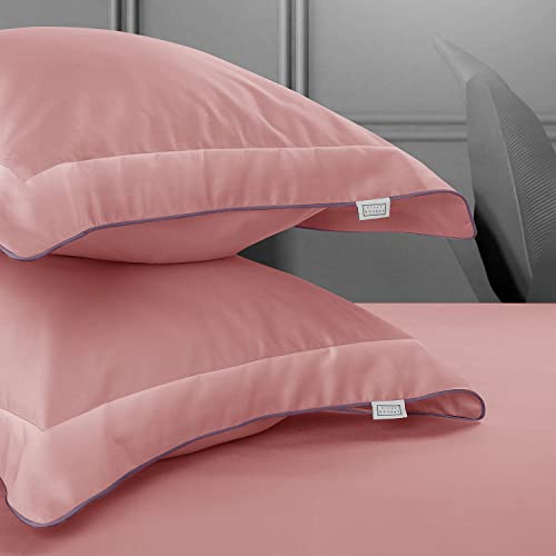 Spread Spain Italian Cotton Standard Pillow Cases Set of 2 Super Soft and Breathable Envelope Closure Pillowcases 18" x 27" Inches Standard Size with 500 Thread Count Salmon - Image 1