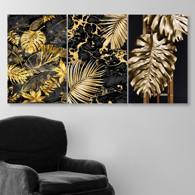 ماركتنا ثلاث لوحات قماشية مودرن مع برواز مجوف مقاس (120×60) ثلاث قطع - Image 1