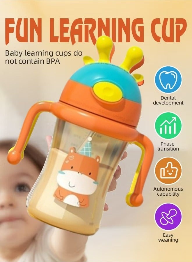 أفضل ذروة كوب شرب للأطفال الصغار بسعة 300 مل مع مقبض وغطاء قلاب من السيليكون بتصميم جل التسنين وزجاجة مياه للأطفال مناسبة للأطفال من عمر 8 إلى 24 شهرًا - Image 1