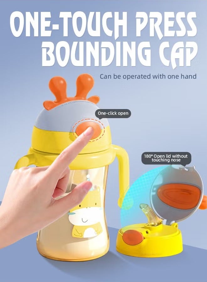 أفضل ذروة كوب شرب للأطفال الصغار بسعة 300 مل مع مقبض وغطاء قلاب من السيليكون بتصميم جل التسنين وزجاجة مياه للأطفال مناسبة للأطفال من عمر 8 إلى 24 شهرًا - Image 2