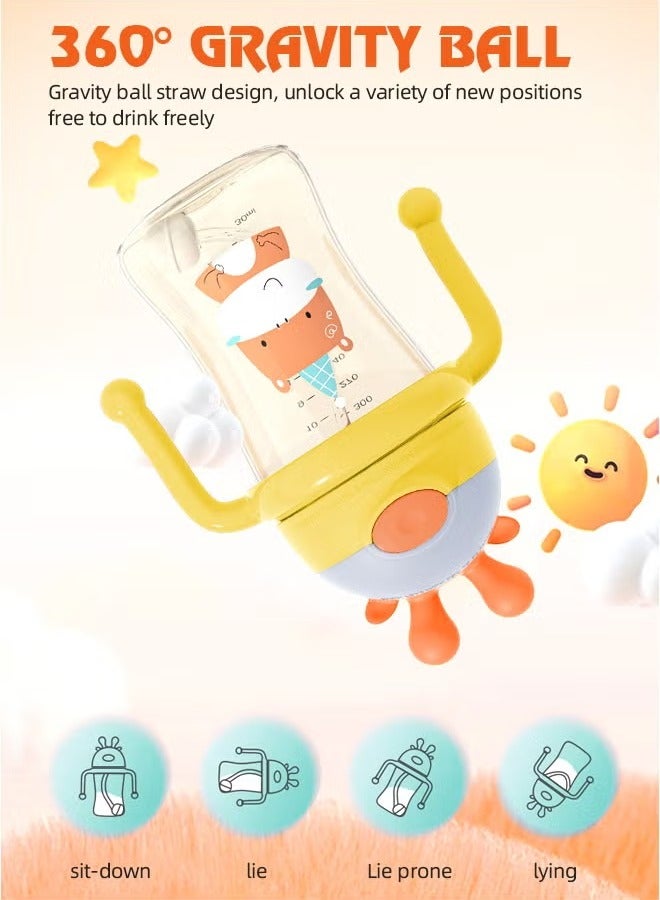 أفضل ذروة كوب شرب للأطفال الصغار بسعة 300 مل مع مقبض وغطاء قلاب من السيليكون بتصميم جل التسنين وزجاجة مياه للأطفال مناسبة للأطفال من عمر 8 إلى 24 شهرًا - Image 4