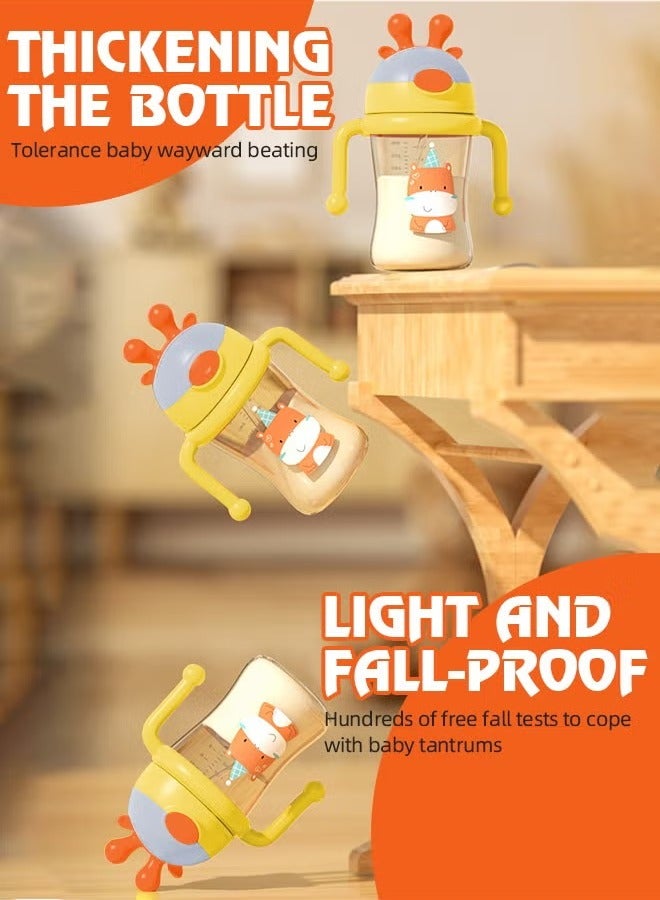 أفضل ذروة كوب شرب للأطفال الصغار بسعة 300 مل مع مقبض وغطاء قلاب من السيليكون بتصميم جل التسنين وزجاجة مياه للأطفال مناسبة للأطفال من عمر 8 إلى 24 شهرًا - Image 5