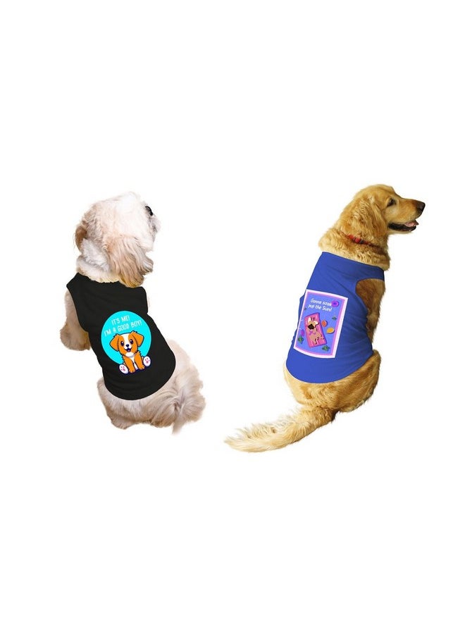 rusepin Set Of 2 I M A Good Boy & Gonna Soak Pup The Sun Printed Dog Tank Round Neck Sleeveless Vest T-Shirt/Tees Apparel/Clothes/Combo Tees Gift For Dogs(Black & Royal Blue/S (Apso, Cocker Spaniel Etc.)  - Image 1