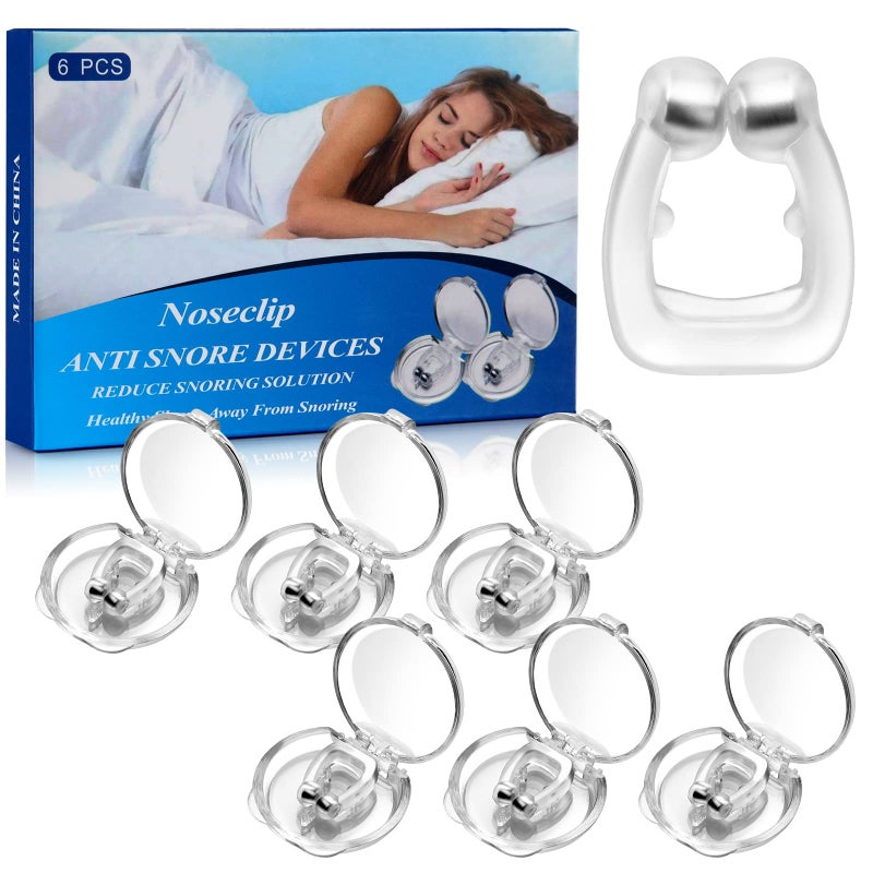 Anti Snoring Devices Silicone Magnetic Anti Snoring Nose Clip 6PCS Snore Stopper Effective to Stop Snoring Quieter Restful Sleep White
