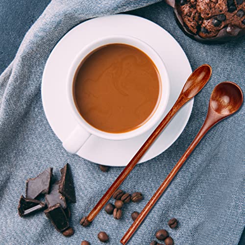 Renawe 6 Pcs Small Wooden Spoons for Coffee Spoon Jars Tea Wood Teaspoons Tasting Spoon Set Mini Stirring Teaspoon Honey Tiny Mixing Table Stir Spoons for Powder Dessert Kitchen Eating Utensil - Image 2