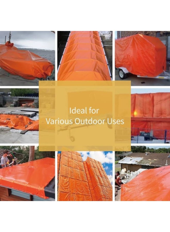Midwest Orange Tarpaulin Heavy Duty Waterproof – High Visibility UV Resistant Plastic Cover Sheet with Reinforced Edges & Rustproof Grommets - Image 3