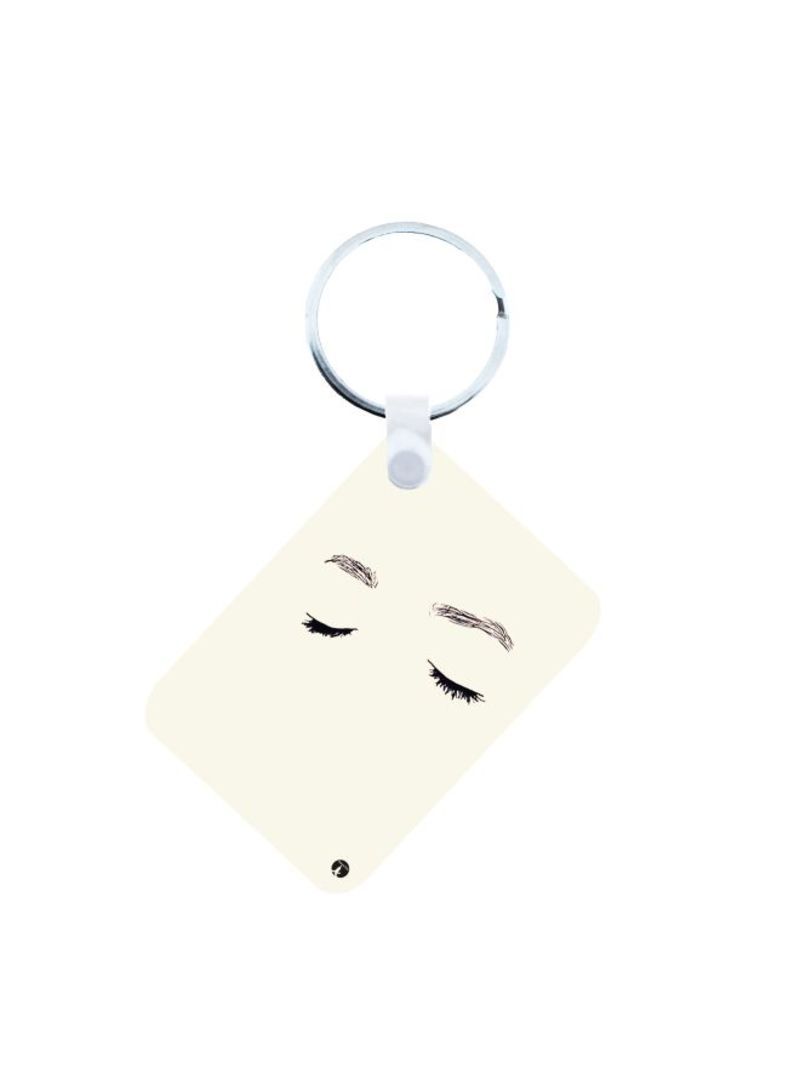 Human Eye Printed Keychain Beige/Black