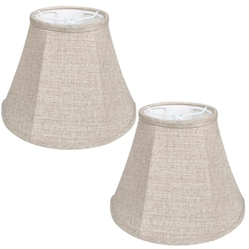 TooToo Star Double Brown Lamp Shade Set of 2, TOOTOO STAR Large Barrel Lampshade for Floor Light and Table Lamp 6x12x8.5 inch, DIY Fabric Natural Linen Hand Crafted, Spider (Brown, 6x12x8.5 inch) - Image 1