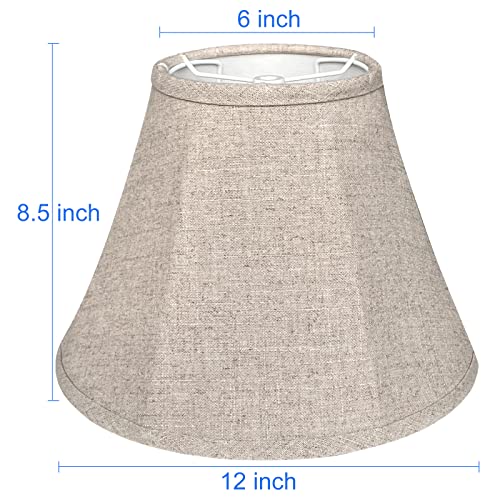 TooToo Star Double Brown Lamp Shade Set of 2, TOOTOO STAR Large Barrel Lampshade for Floor Light and Table Lamp 6x12x8.5 inch, DIY Fabric Natural Linen Hand Crafted, Spider (Brown, 6x12x8.5 inch) - Image 2