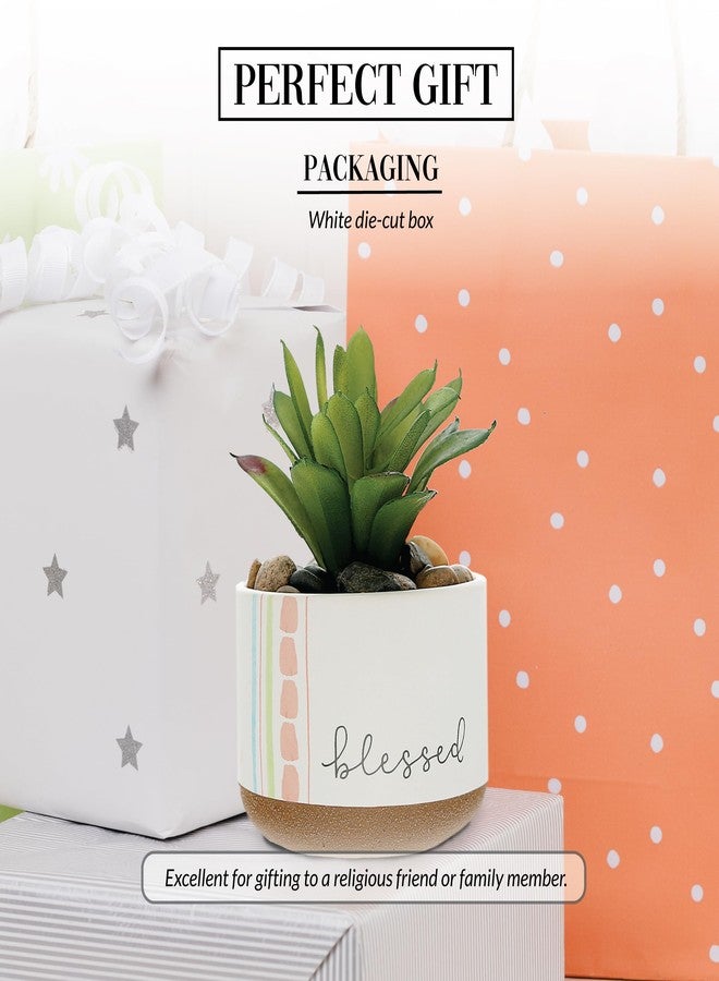 شركة بافيليون جيفت شركة بافيليون للهدايا - نبات مُبارك - نبات اصطناعي مع أحجار، نبات عصاري صناعي صغير، نبات مزروع في أصيص لتزيين الطاولة أو المكتب أو المنزل أو الحمام أو المكتب، قطعة واحدة - Image 4
