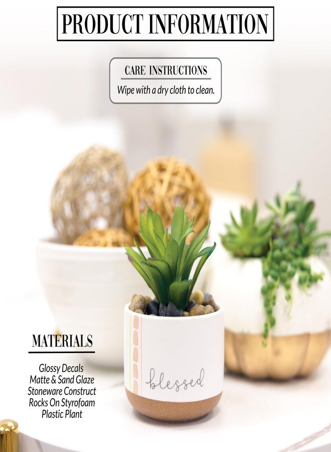 شركة بافيليون جيفت شركة بافيليون للهدايا - نبات مُبارك - نبات اصطناعي مع أحجار، نبات عصاري صناعي صغير، نبات مزروع في أصيص لتزيين الطاولة أو المكتب أو المنزل أو الحمام أو المكتب، قطعة واحدة - Image 3