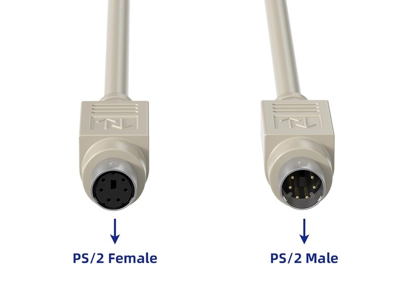 Cable Leader CableLeader 15ft Mini-DIN6 Male to Female PS/2 Keyboard/Mouse Extension Cable, Mini Din 6 pin Cable for Computer PC Keyboard/Mouse/KVM/Barcode Scanner, Beige - Image 5