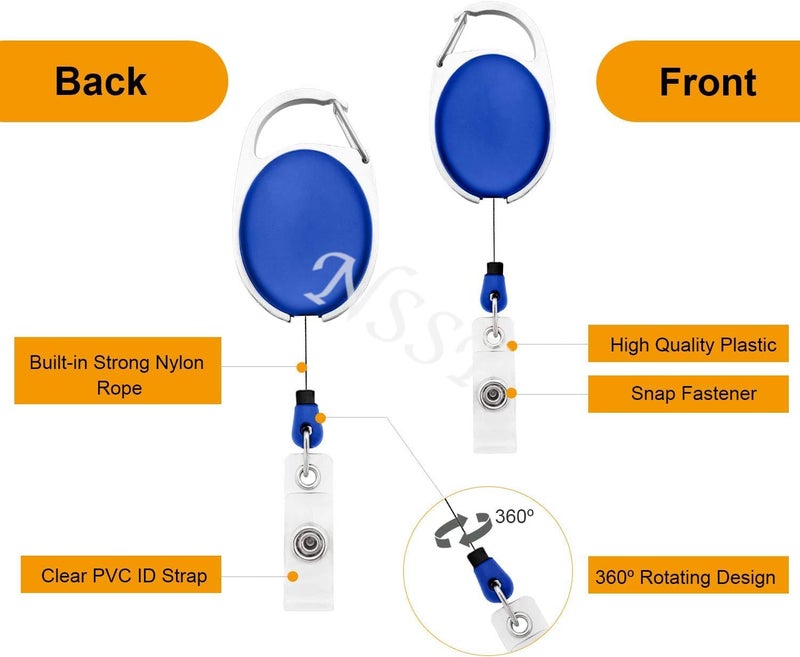 NSSP Oval Shape Retractable YoYo Clip for Id Card Holder (Set of 4, Blue) - Image 2