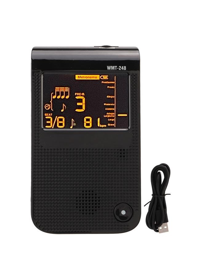 Thoraya Metronome Tuner 3 in 1 USB Rechargeable Universal Digital Metronome Tuner Tone Generator for All Instruments Black  - Image 1