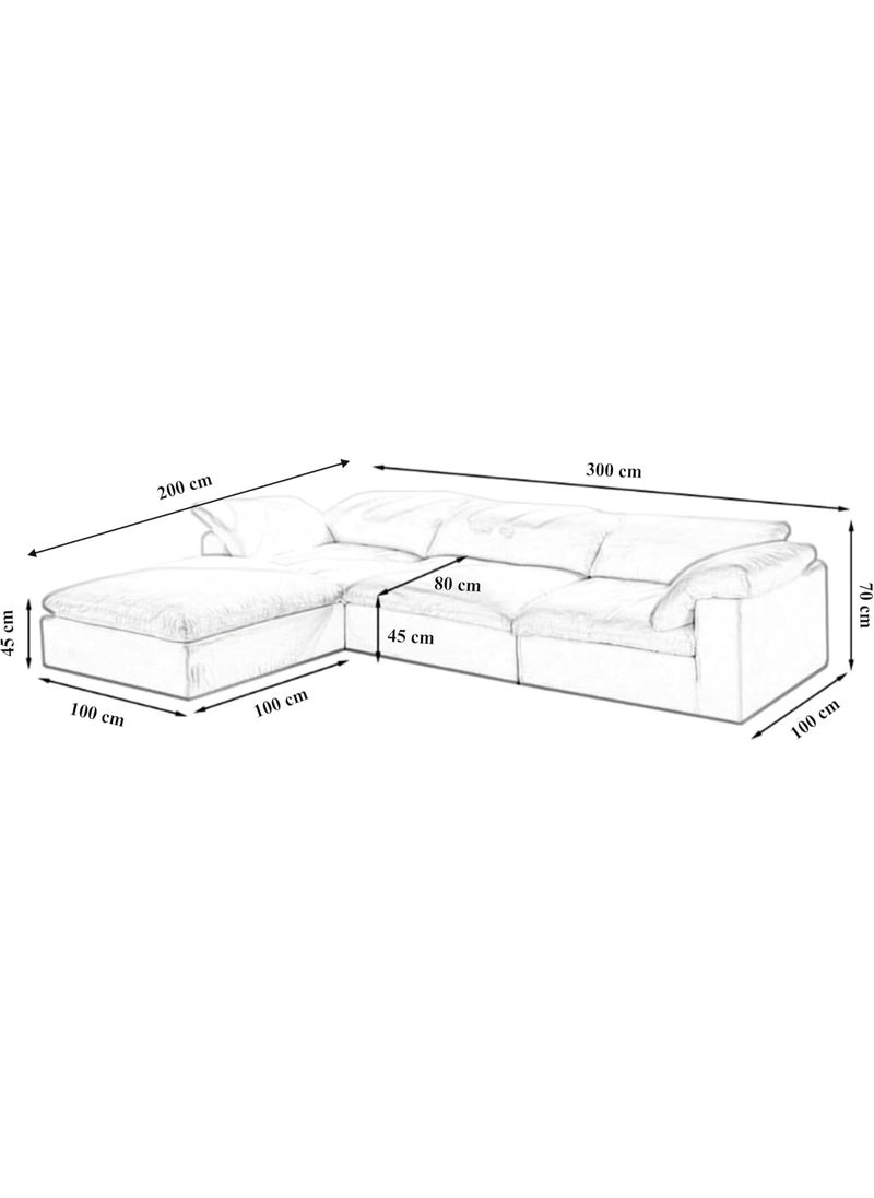 Uzman Home Cloud 3 Seater Luxury Modern Design Sectional Sofa For Living Room Furniture With Color - White  - Image 4