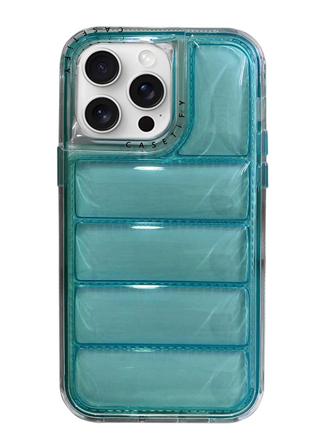 Generic - Iphone 14 Pro colorful tpu pc multi protective Case, With Triple Layer Colorful PC Clear Surface Puffer TPU Drop Proof Smart Phone Case for iPhone 14 Pro - Baby Blue - Image 1