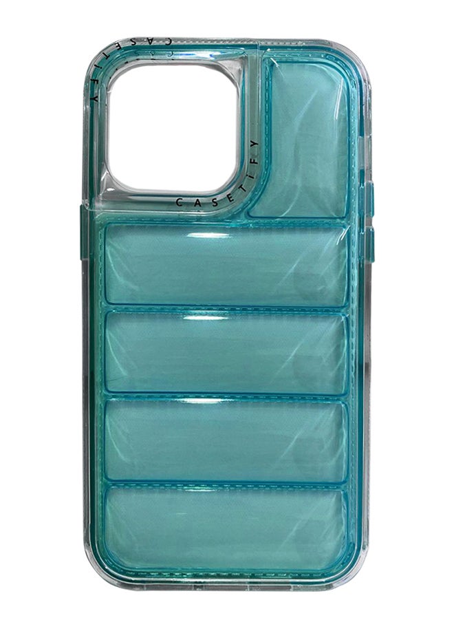 Generic - Iphone 14 Pro colorful tpu pc multi protective Case, With Triple Layer Colorful PC Clear Surface Puffer TPU Drop Proof Smart Phone Case for iPhone 14 Pro - Baby Blue - Image 1