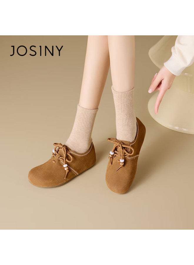 Josiny Zhuoshini Women's Cowhide Birkenstock Shoes  Spring New Thick Sole Slip-on Soft Sole Shoes Camel Color Size 35 - Image 4