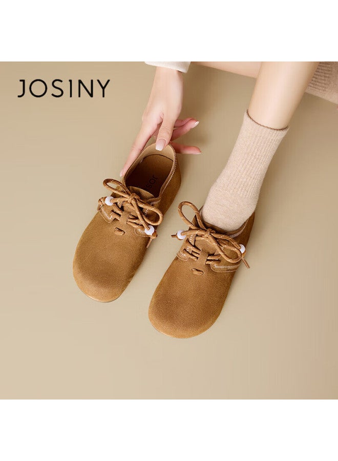 Josiny Zhuoshini Women's Cowhide Birkenstock Shoes  Spring New Thick Sole Slip-on Soft Sole Shoes Camel Color Size 35 - Image 2