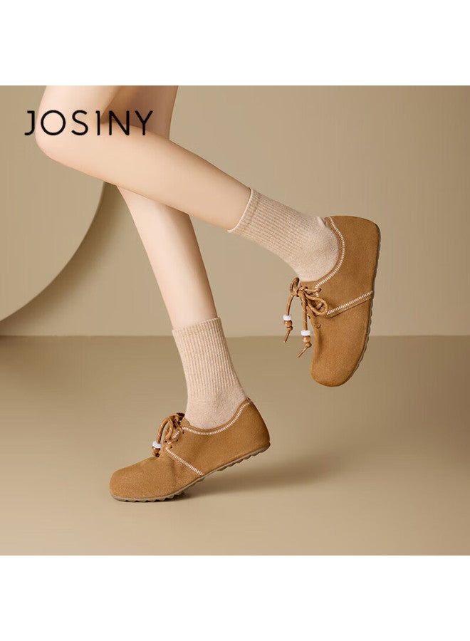 Josiny Zhuoshini Women's Cowhide Birkenstock Shoes  Spring New Thick Sole Slip-on Soft Sole Shoes Camel Color Size 35 - Image 5