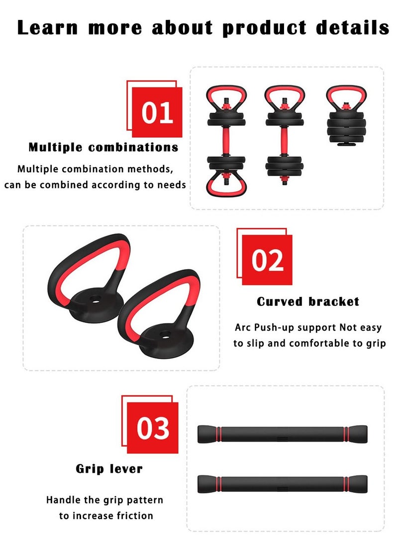 Viden - 15KG Dumbbell Barbell Kettlebell Set 4 Modes Of Body Shaping Exercise To Increase Strength And Enhance Physique Male And Female Multi-Combination Can Freely Adjust The Weight - Image 1