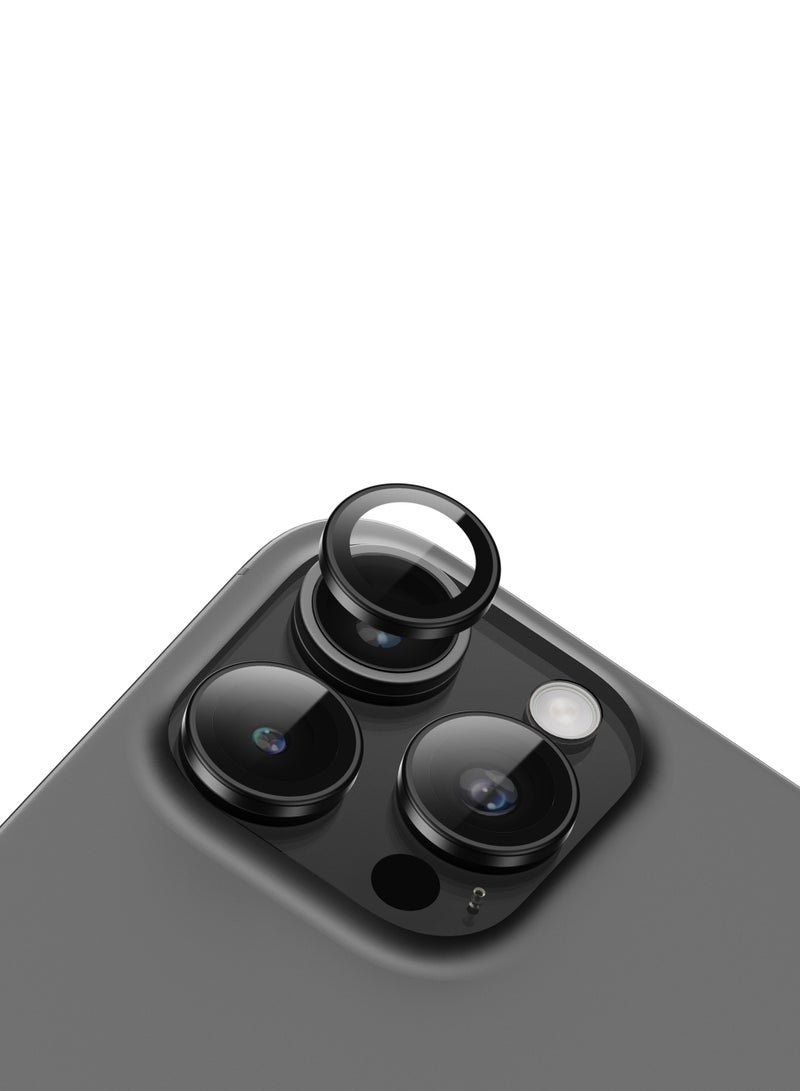 Classic Camera Lens for iPhone 16 Pro/Pro Max / Anti Reflective / Anti Fingerprint / Scratch Resistant / 360° Protection / Diamond Hardness / High Definition - Black