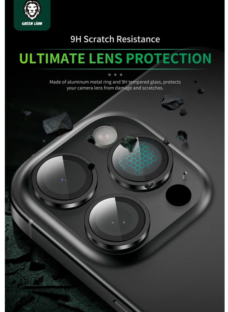 Classic Camera Lens for iPhone 16 Pro/Pro Max / Anti Reflective / Anti Fingerprint / Scratch Resistant / 360° Protection / Diamond Hardness / High Definition - Black