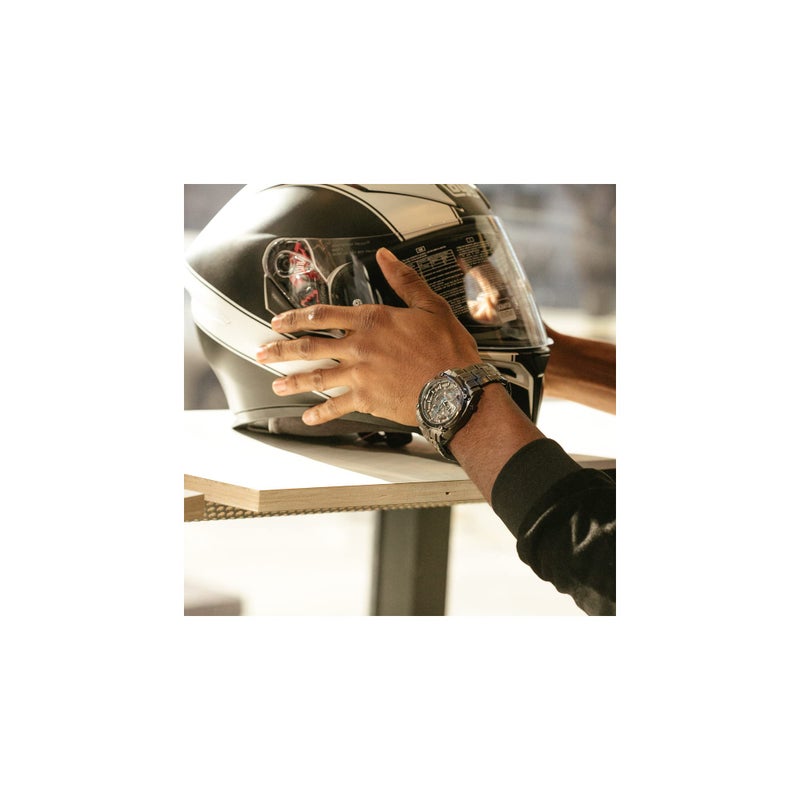 Bulova ساعة بولوفا للرجال بريسيجنست Gunmetal Ion-Plated من الفولاذ المقاوم للصدأ بثماني عقارب مع لمسات زرقاء الطراز: 98B229 - Image 5