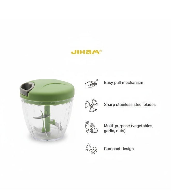 JIHAM Manual Hand Food Chopper with Pull String, Vegetable Cutter & Mixer, Easy Kitchen Food Processor, 1 Piece - Image 3