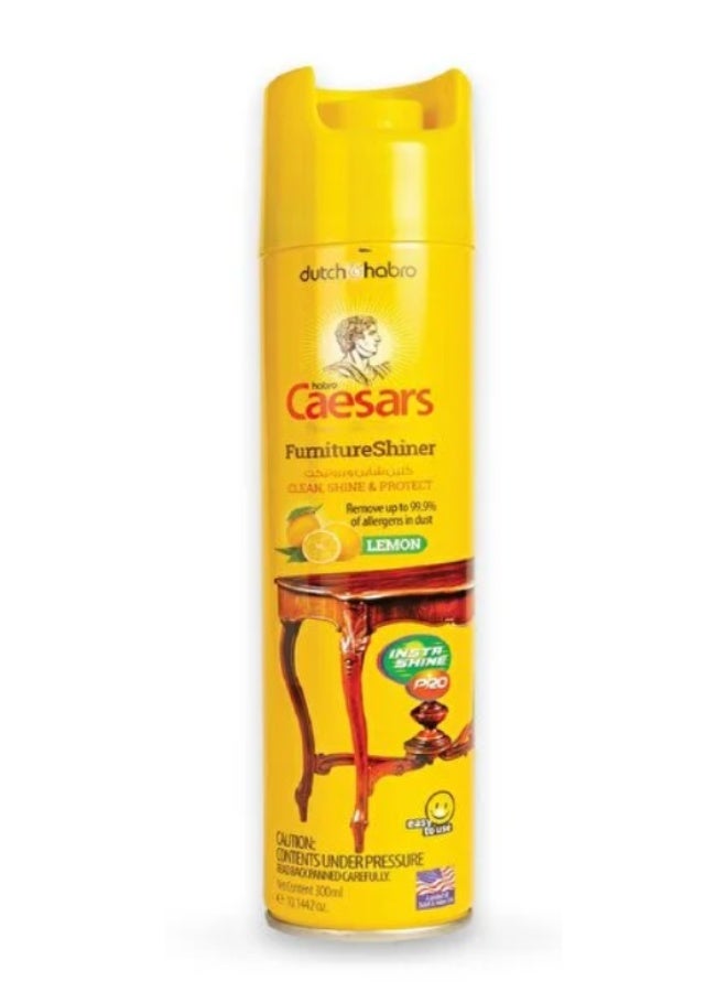 Caesars Dutch & Habro Caesars Furniture Shiner and Polish Spray (300ml) – Clean, Shine & Protect with Lemon Scent, Removes Dust Allergens - Image 1