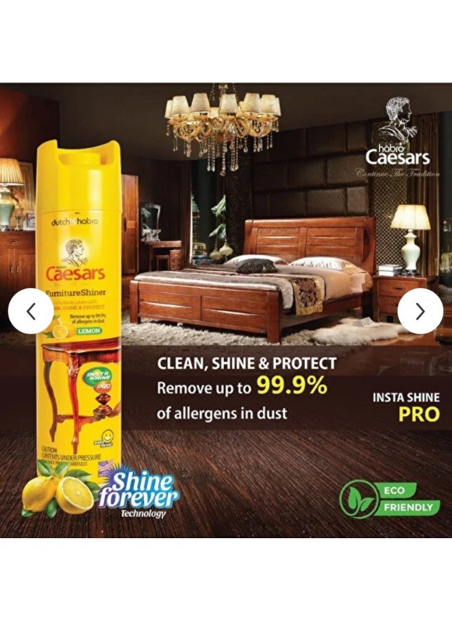 Caesars Dutch & Habro Caesars Furniture Shiner and Polish Spray (300ml) – Clean, Shine & Protect with Lemon Scent, Removes Dust Allergens - Image 2